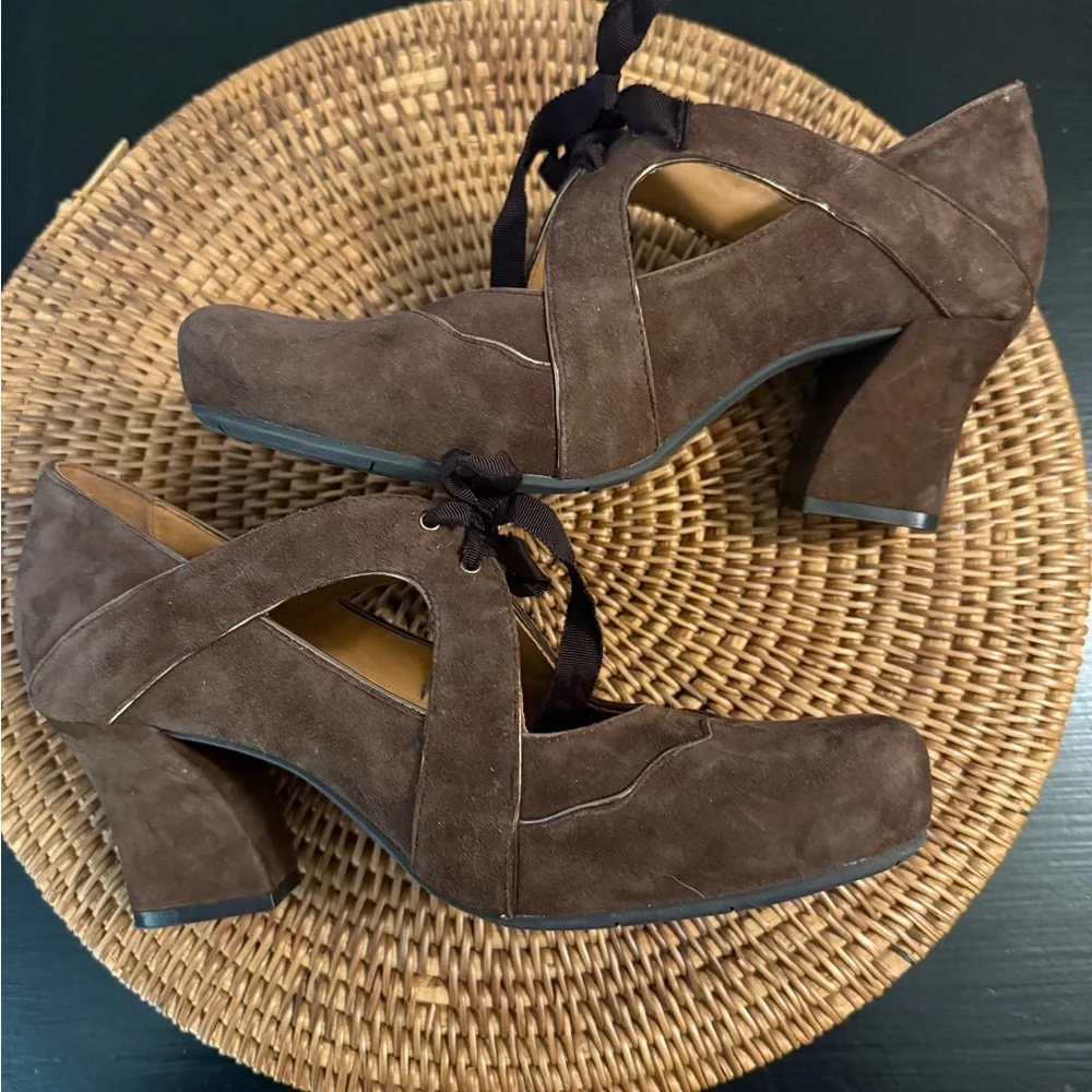 Earthies‎ Elegant Brown Suede Women's Shoes